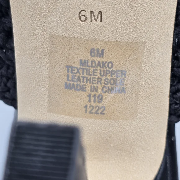 NIB Marc Fisher LTD Dako Square Toe Slip-on Heeled Dress Sandals—Black Crochet—6 - Picture 12 of 16